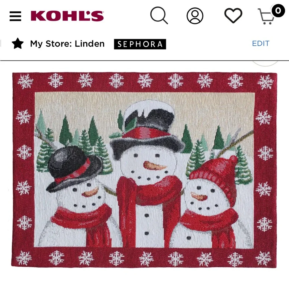 St. Nicholas Square Snowman Placemats - Red, White, Green (Set of 3)